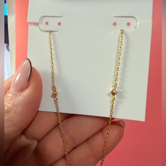 Kendra Scott Gold Necklace with blue Hexagon Pendant - Picture 3 of 5